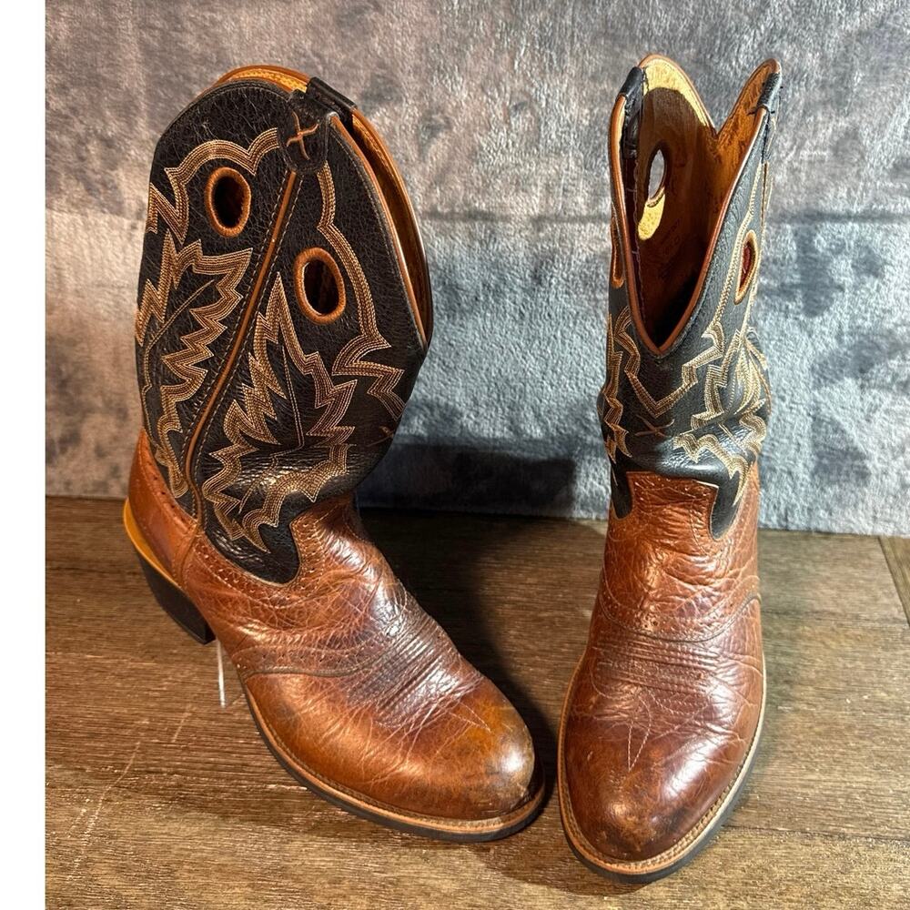 Twisted X Men’s Ruff Stock Western Riding Boots 10.5D Brown Black MRS0017